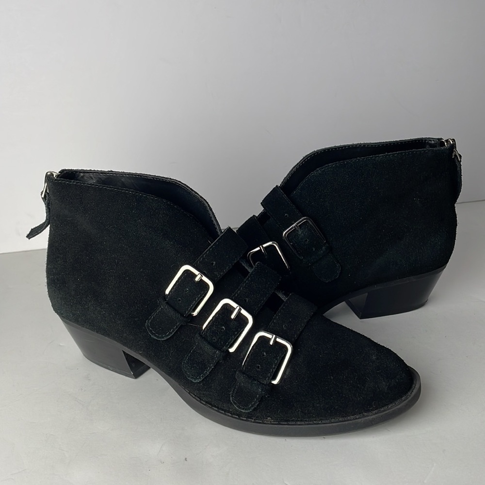 Nine West Kigero Black Suede Ankle Boots 6.5
